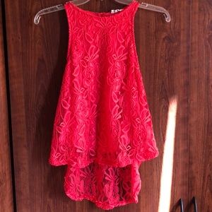Hot pink lace tank top